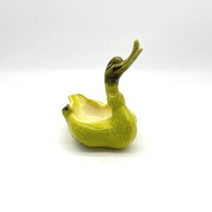 Vintage Hull Pottery Ceramic Duck Swan Trinket Dish Planter Candy Bowl Green